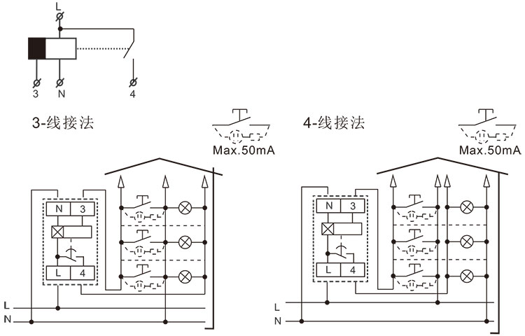 樓道開關的接線圖